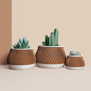 3D-gedruckter Übertopf aus recycelten Holzfasern für Kakteen, Dekorationsidee für Zuhause und Büro, skandinavisches Design, Geschenk für Zuhause