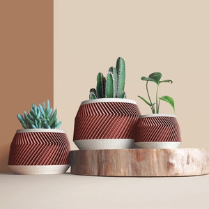 Großer 3D-gedruckter Übertopf aus recycelten Holzfasern für Kakteen, Dekorationsidee für Zuhause/Büro, skandinavisches Design, Geschenk für Zuhause