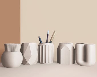 Pencil Holder, Desk Organizer in 3d printing with Recycled Wood , Office Accessories ideas, Storage and Decoration, Home Gift