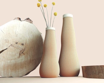 Indoor dried flower vases in recycled wood, 3D design, Elegant and Modern, Eco-friendly, original gift