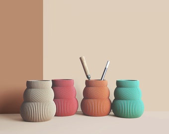 Pot à crayon 3D en fibres de bois recyclés, accessoires pour bureau, Rangement et décoration,  Design Scandinave, cadeau pour la Maison