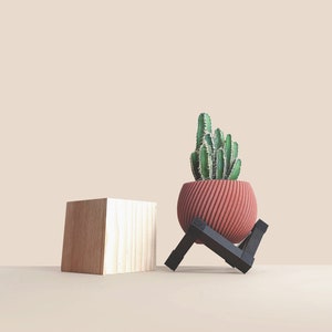 Recycelte Holztopfabdeckung mit Unterstützung für Pflanzen / Kakteen, minimalistisch und modern, Wohnkultur, originelles Geschenk