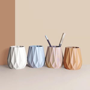 Pot à crayon 3D, organisateur de bureau en matière recyclée, accessoires pour bureau, Rangement et décoration, cadeau pour la Maison