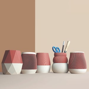 3D-pennenhouder van gerecyclede houtvezels, kantooraccessoires, opberg- en decoratiemateriaal, Scandinavisch design, cadeau voor thuis