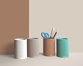 Pot à crayon 3D en fibres de bois recyclés, accessoires pour bureau, Rangement et décoration,  Design Scandinave, cadeau pour la Maison