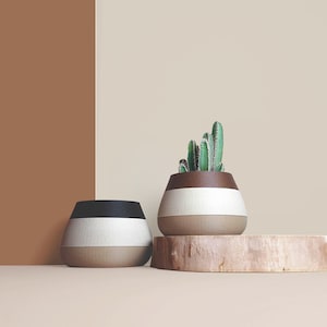 Großer 3D-gedruckter Pflanzentopf aus recycelten Holzfasern für Kakteen, Dekorationsidee für Zuhause/Büro, skandinavisches Design, Geschenk für zu Hause