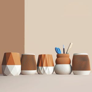 Portalápices 3D fabricado con fibras de madera recicladas, accesorio de oficina, almacenamiento y decoración, diseño escandinavo, regalo para el hogar