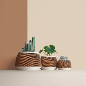 Großer 3D-gedruckter Übertopf aus recycelten Holzfasern für Kakteen, Dekorationsidee für Zuhause/Büro, skandinavisches Design, Geschenk für Zuhause