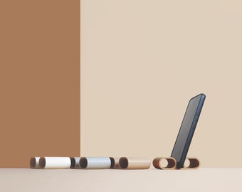 Supporto/supporto per telefono, Organizer da scrivania realizzato con fibre di legno riciclate, Accessori per ufficio, Contenitore e decorazione, Regalo per l'appartamento