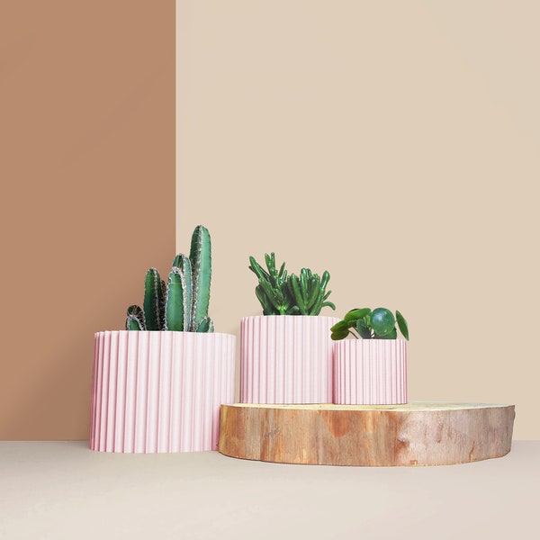 Grand cache-pot en plastique recyclé pour cactus et succulentes, idée de décoration pour maison, Scandinave Design, cadeau pour la Maison