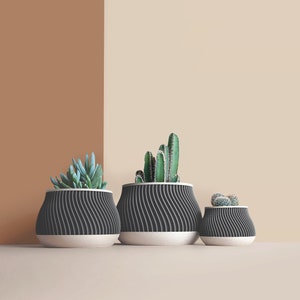 3D-gedruckter Pflanzentopf aus recycelten Holzfasern für Kakteen, Dekorationsidee für Zuhause und Büro, skandinavisches Design, Geschenk für Zuhause