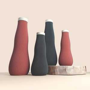 Indoor vase in recycled wood fiber for dried flowers, 3D design, Elegant and Modern touch for home, Eco-friendly, original gift for her