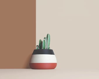 Grand cache-pot imprimé 3D en fibres bois recyclé pour cactus , idée de décoration maison/ bureau, Scandinave Design, cadeau pour la Maison