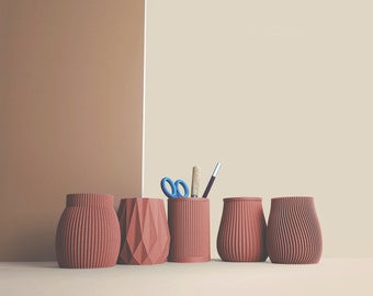 Pot à crayon 3D en fibres de bois recyclés, accessoires pour bureau, Rangement et décoration,  Design Scandinave, cadeau pour la Maison