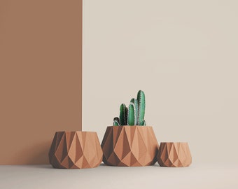 Cache-pot  en bois recyclé pour cactus et succulentes, idée de décoration pour maison et bureau, Scandinave Design, cadeau pour la Maison
