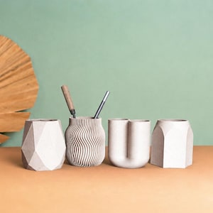 Stiftehalter, 3D-gedruckter Schreibtischorganizer aus Recyclingholz, Büroaccessoires, Aufbewahrung, Geschenkidee für Zuhause