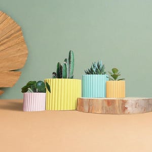 Grand cache-pot en plastique recyclé pour cactus et succulentes, idée de décoration pour maison, Scandinave Design, cadeau pour la Maison