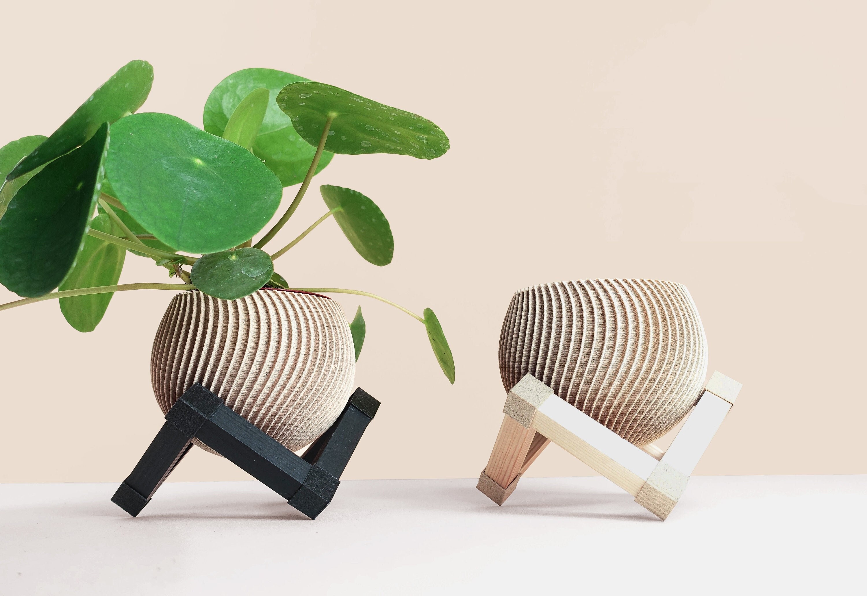 Cache-Pot en Bois Recyclé avec Support Pour Plantes/ Cactus, Minimaliste et Moderne, Home Decor, Cad