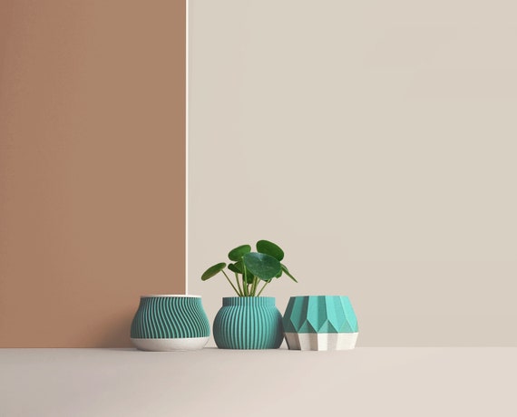 Conjunto de maceteros de interior de madera 3D, regalo para amantes de las  plantas, idea de decoración de apartamentos, diseño geométrico, minimalista  -  España