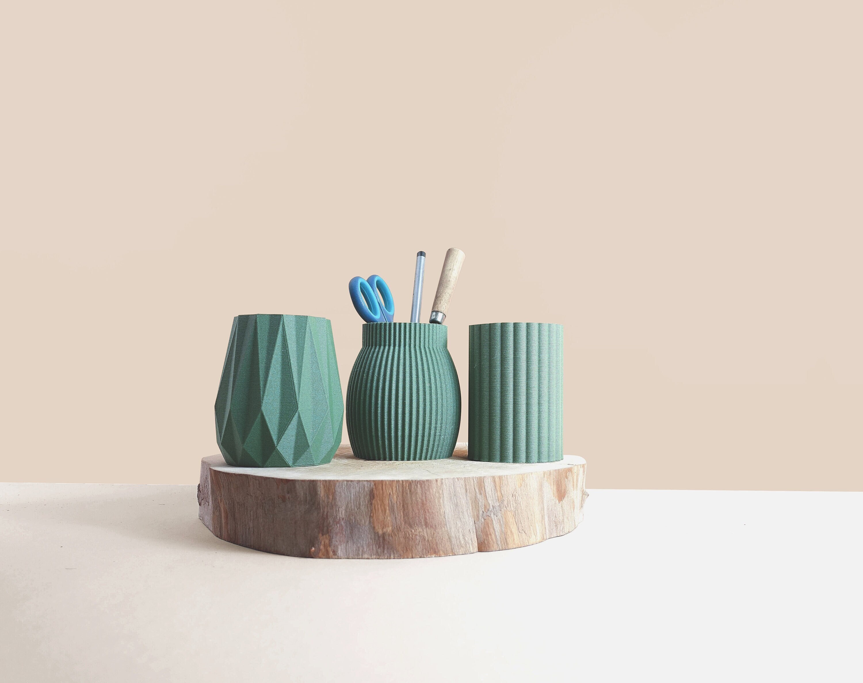 Pot à Crayons 3D en Bois, Idée d'accessoires Pour Bureau, Rangement et Décoration Design Scandinave,