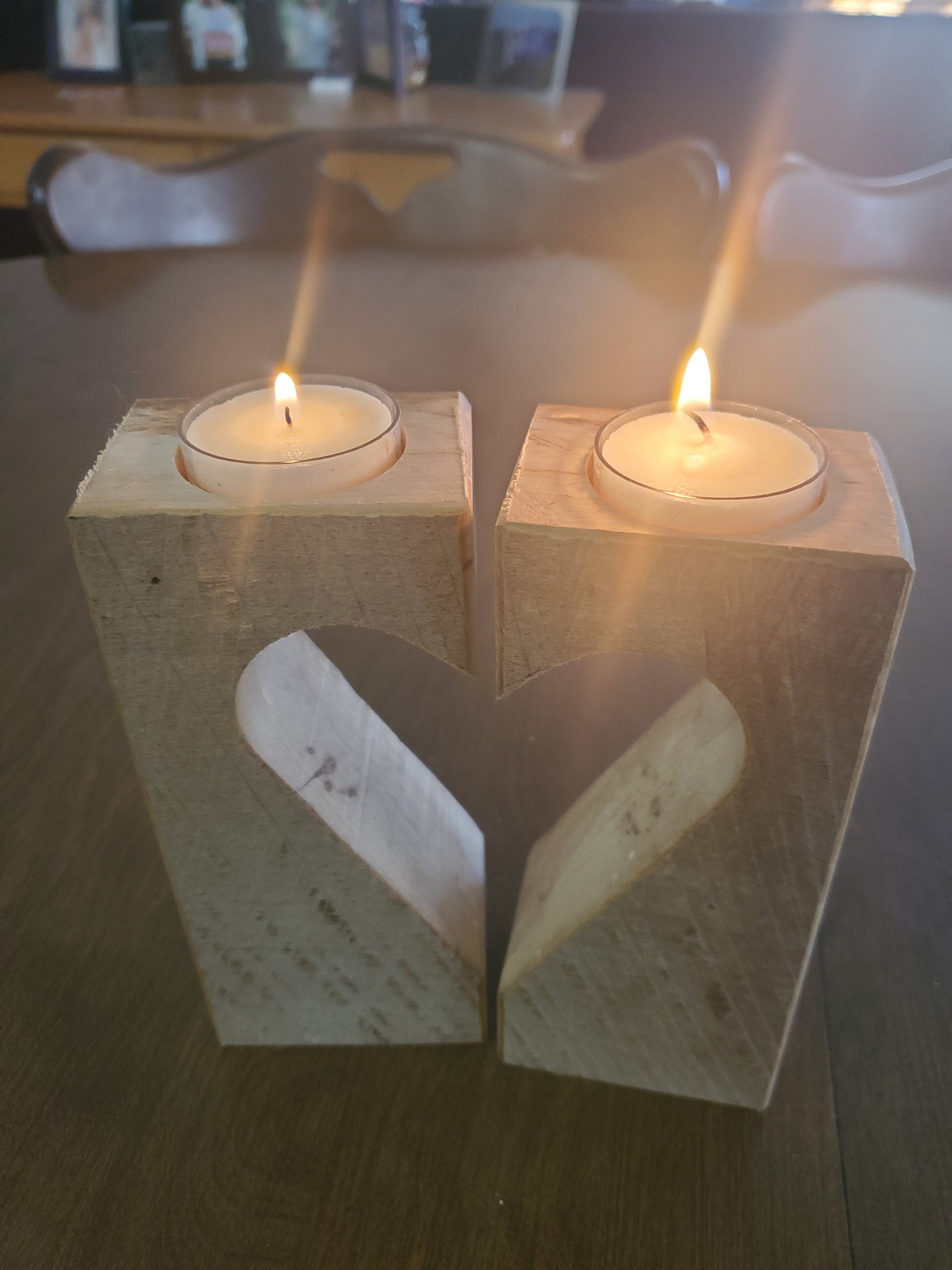 Wooden Heart Candle 