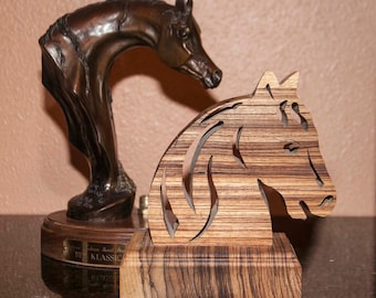 For the Love of the Arabian Horse "Arabian Head in Zebrawood" - Unique Equine Gift