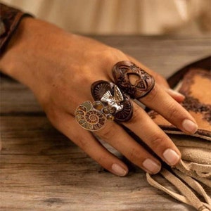 Unique Ammonite Fossil, Tiger Eye Ring “A Story To Tell”