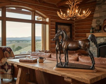 Robert A. Larum Arabian Horse Bronze Sculpture, Limited Edition, Mare and Foal