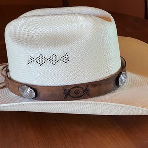 Premium Rawhide Cowboy Hat Band with Silver Accents main image 1