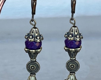 Raw Amethyst Harmony Earrings, Dangle Drop Amethyst Earrings