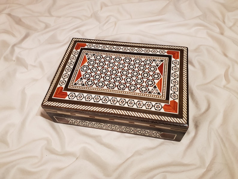 mother of pearl inlay Mosaic cigar Box wooden box Box Mosaic box Cigar Box gift for him velvet lined boxes Jewelry Box