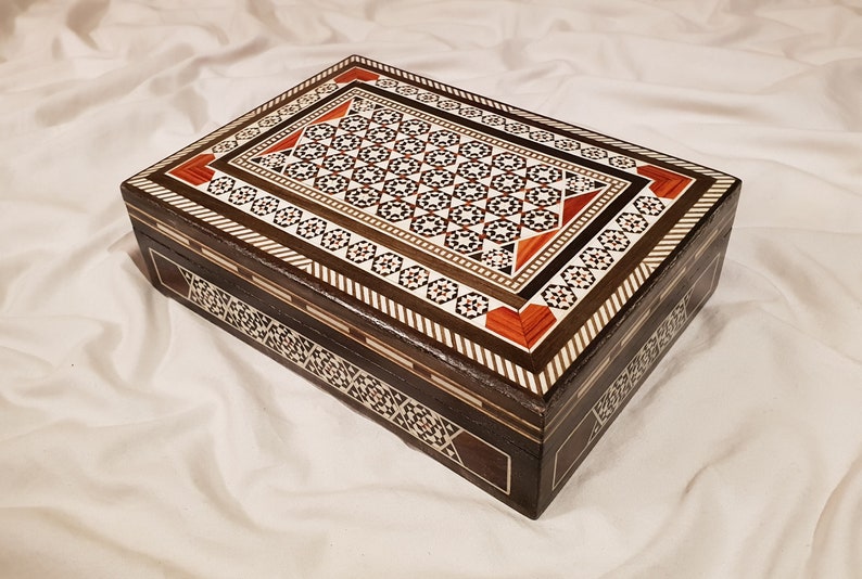 mother of pearl inlay Mosaic cigar Box wooden box Box Mosaic box Cigar Box gift for him velvet lined boxes Jewelry Box
