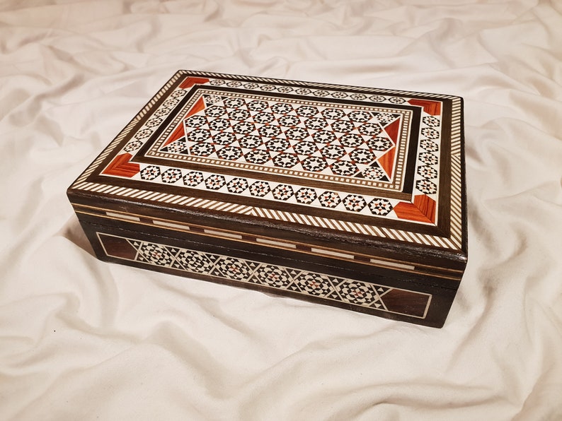 mother of pearl inlay Mosaic cigar Box wooden box Box Mosaic box Cigar Box gift for him velvet lined boxes Jewelry Box