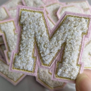 High quality White Chenille Embroidered Letters Patch Numbers patches Iron on letter patches DIY Name Badge Alphabets