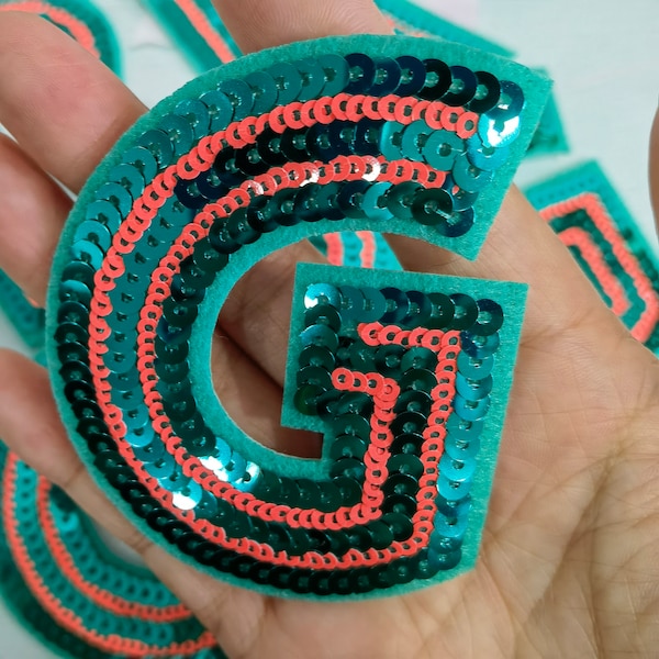 Green Iron on Sequin Letters Etsy