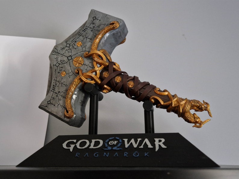 Mini God of War Ragnarok Thor's Mjolnir Hammer With Stand Etsy