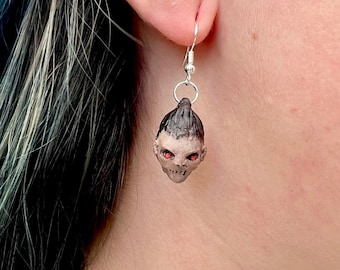 Halloween Shrunken Head Earrings - Hand-Painted 3D Printed Jewellery