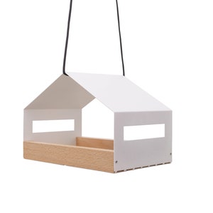 Modern bird feeder | feeder in white | bird house | wood bird feeder | handcrafted | Gift for Family | for visitors | wedding | birthday