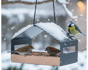 Modern hanging bird feeder, scandinavian design, garden decor,  outdoor gift, bird lover
