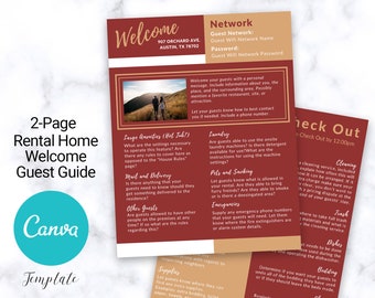2-Page Welcome Guide Template | Canva Template | AirBnb | House Guide | VRBO | Host Guide | AirBnb Host | Home Rental | Refrigerator Page