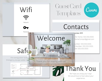 Airbnb Guest Cards | Canva Template | AirBnb | VRBO | Host Guide | AirBnb Host | Home Rental | Vacation Guide | Home Away | Welcome Guests