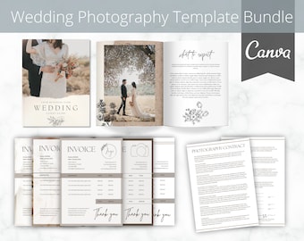 Wedding Photography Template Bundle | Client Brochure | Invoice Set | Photography Contract | CANVA Template | Photographer Marketing Tools
