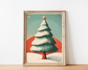Retro Christmas Tree | Printable | Wall Art | Instant Download | Gallery | Holiday Art | Vintage Christmas | Retro Poster