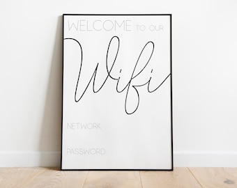 Welcome To Our Wifi Sign | Printable | Wall Art | Instant Download | Guests | Home | Home Decor | Sign | Welcome | Network | Wifi | Guest