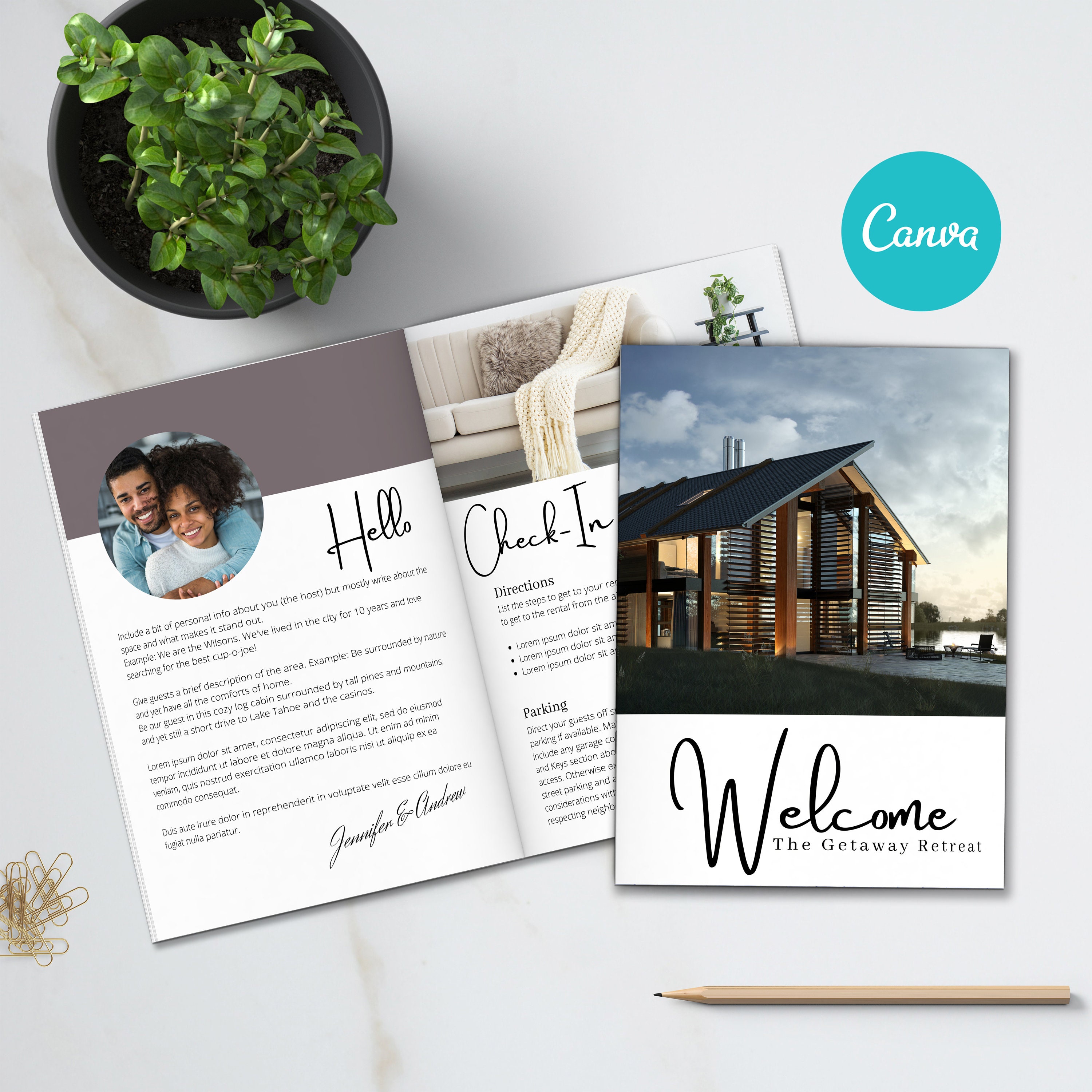 Airbnb Book Template 20 Page Host Guidebook 40 Etsy