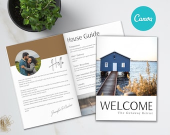 Airbnb Welcome Book Template | 20 Page Host Guidebook | Canva Template | AirBnb | VRBO | STR Host | Home Rental | Vacation Guide | Guestbook