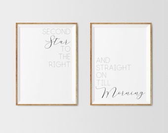 Second Star To The Right And Straight On Till Morning | Printable | Wall Art | Instant Download | Peter Pan | Home | Home Decor | Sign