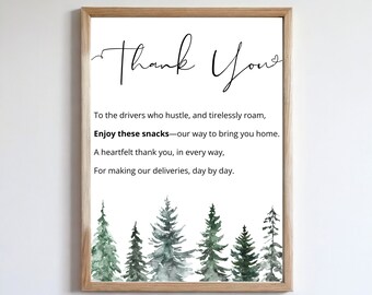 Delivery Driver Snack Sign | Thank You Sign | Delivery Driver Sign | Christmas Sign | Holiday Note | Ups | Usps | FedEx | Dhl | Amazon Prime