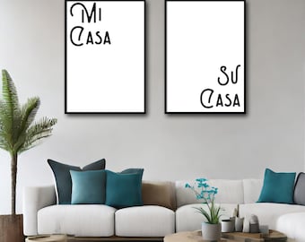 Mi Casa Su Casa Set | Printable | Wall Art | Instant Download | Home Decor | Sign | Comfort | Welcome | Home | Black and White | Typography