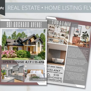 Real Estate Home Flyer Realtor Real Estate Marketing Canva Template Home Sale Customize Editable Canva Real Estate Template image 1